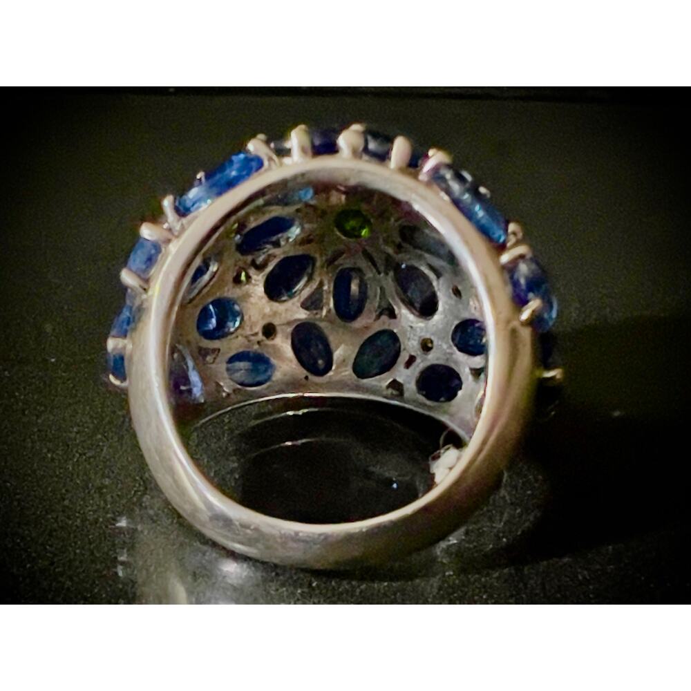Massive Natural Kyanite Chrome Diopside Cluster Dome Ring - Picture 11 of 15